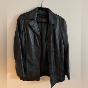 Danier Black Leather Trench Coat